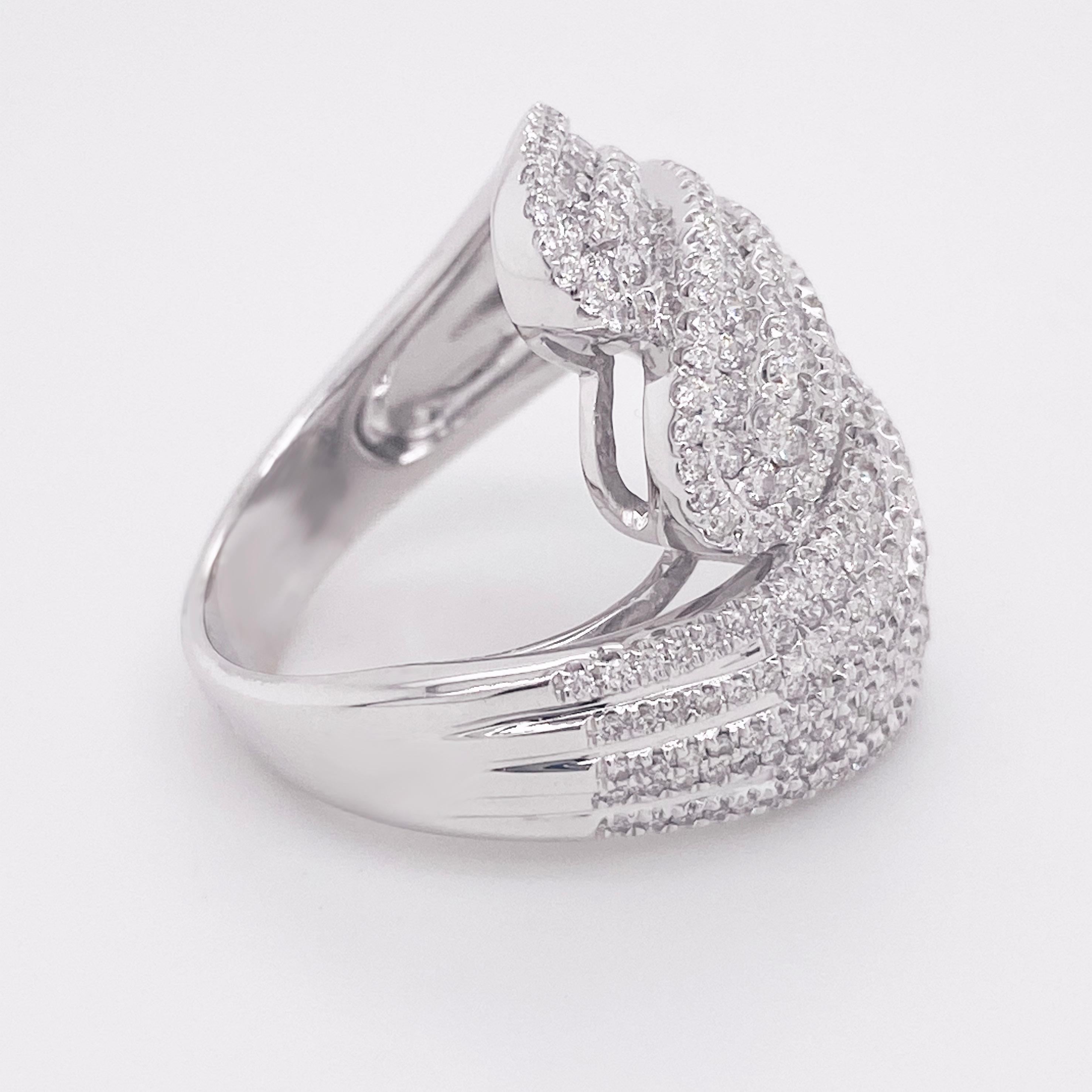 Diamant-Statement-Ring, durchsichtiges 14 Karat Weißgold, Bombe, Mode-Ring, Bypass im Zustand „Neu“ im Angebot in Austin, TX