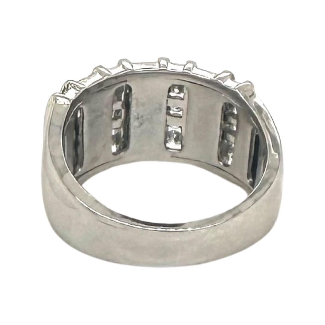 Baguette Cut Diamond Statement Ring TCW 0.93 in 10k White Gold For Sale