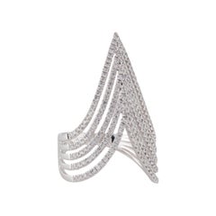 Diamond Statement 'V' Cocktail Ring 0.70 Carats in 14K White Gold