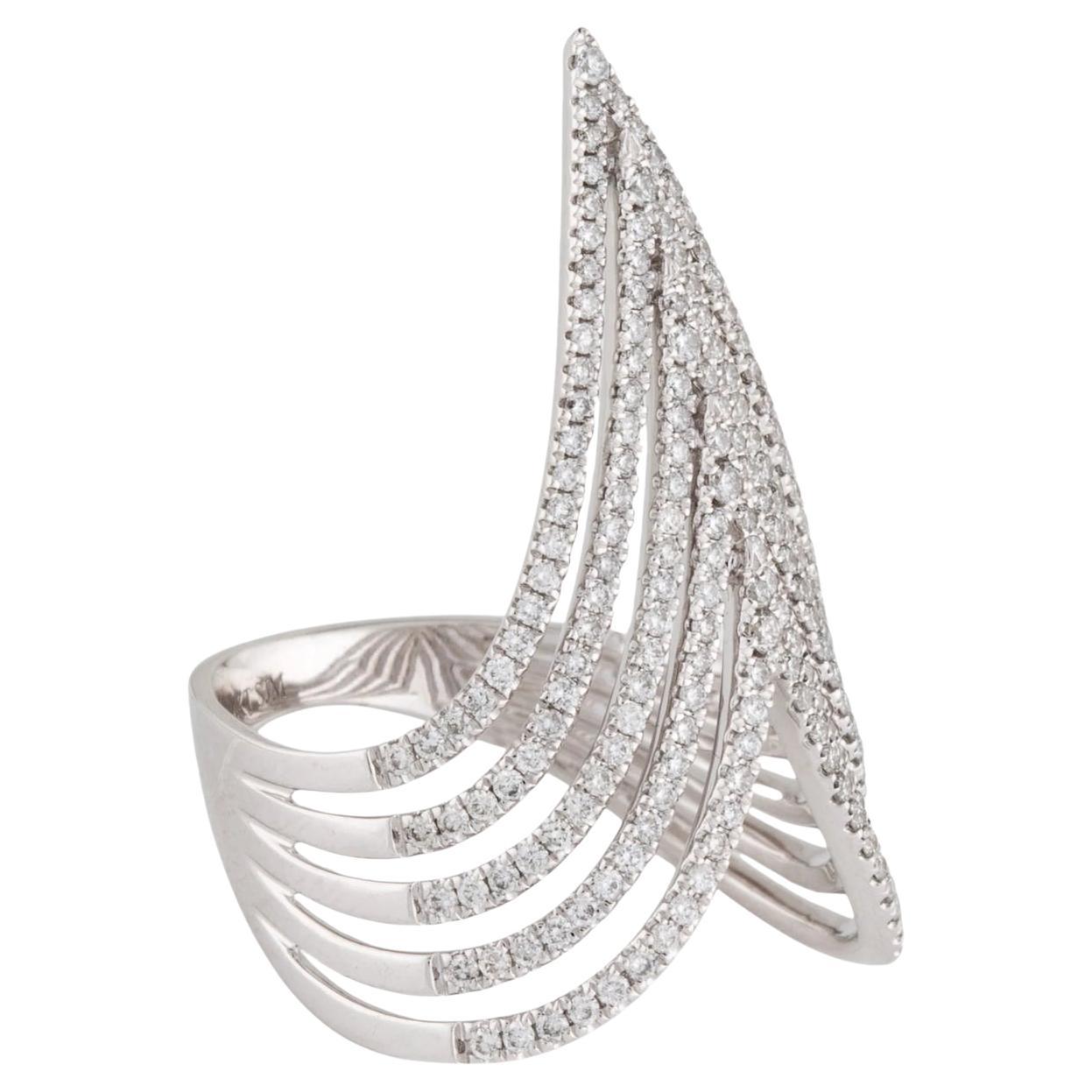 Diamond Statement 'V' Cocktail Ring, 0.70 Carats in 14K White Gold
