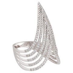 Diamond Statement 'V' Cocktail Ring, 0.70 Carats in 14K White Gold