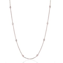 Collana con castone a taglio rotondo Diamond Station in oro 14K