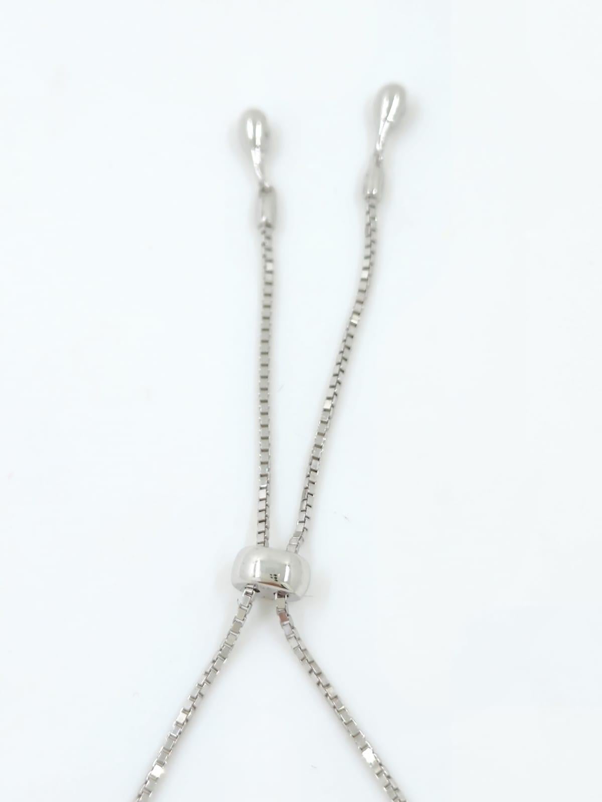 Round Cut Diamond Station Bracelet 18K White Gold For Sale