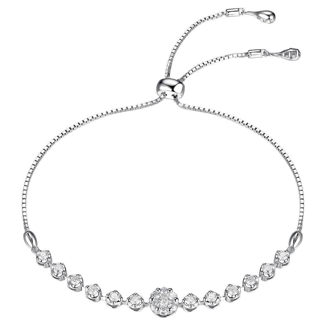 Diamond Station Bracelet 18K White Gold For Sale