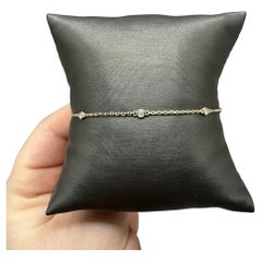 Diamond Station Bracelet in 14kt Yellow Gold – 0.15ctw, 7in, New