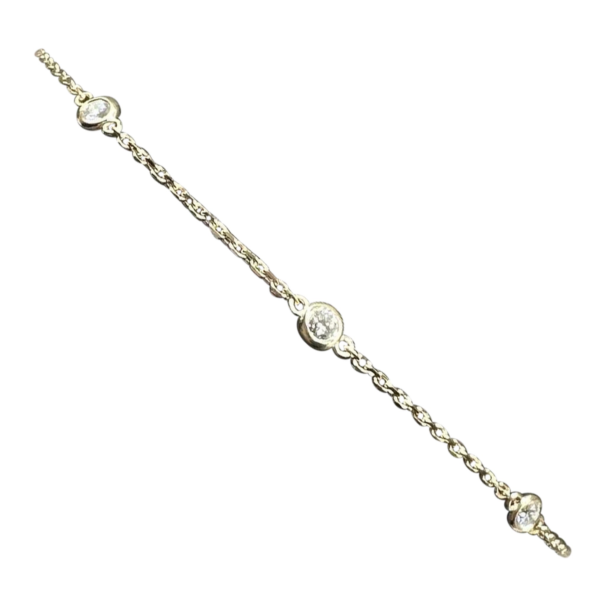 Diamond Station Bracelet in 14kt Yellow Gold – 0.22ctw, 7in, New