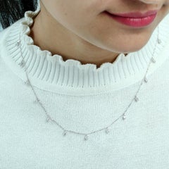 Diamond Station Chain Necklace Made In 18k White Gold