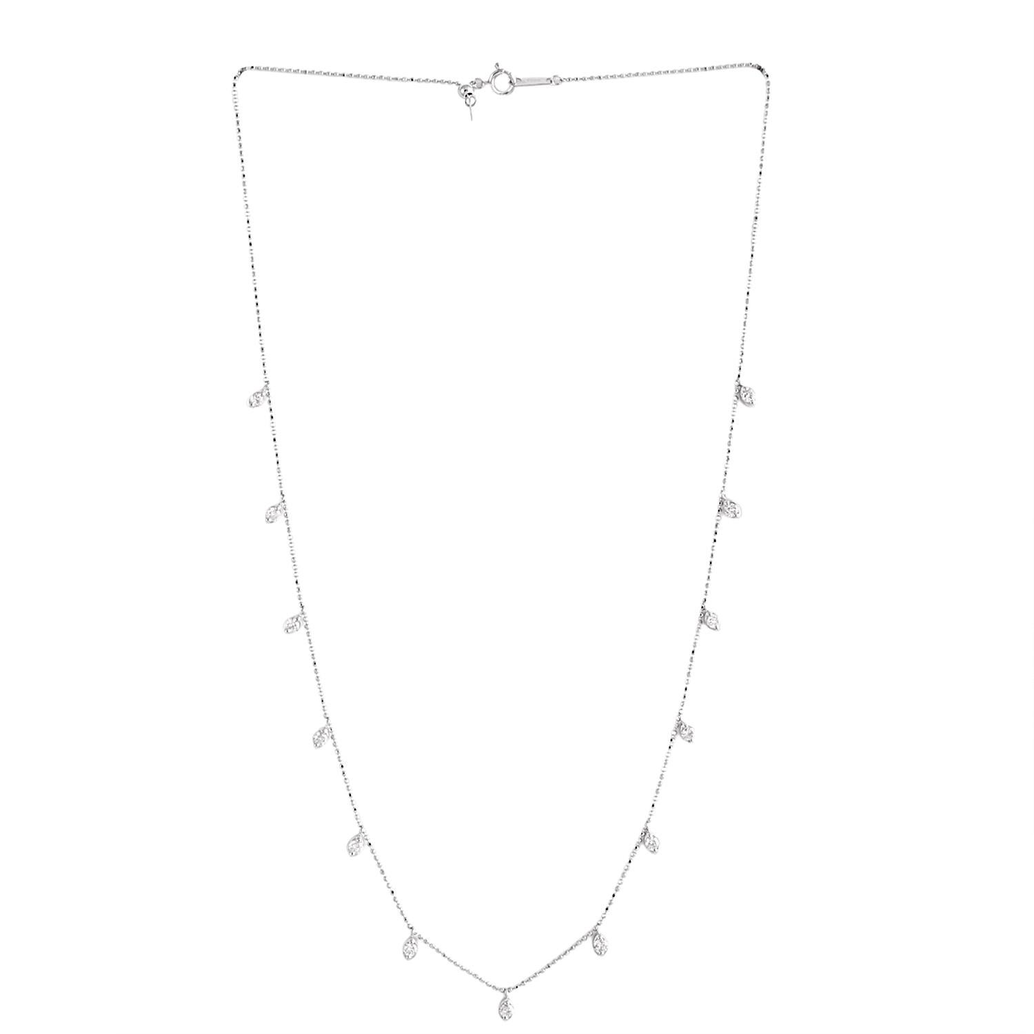 Diamond Station Chain Necklace Made In 18k White Gold In condizioni Nuovo in vendita a New York, NY