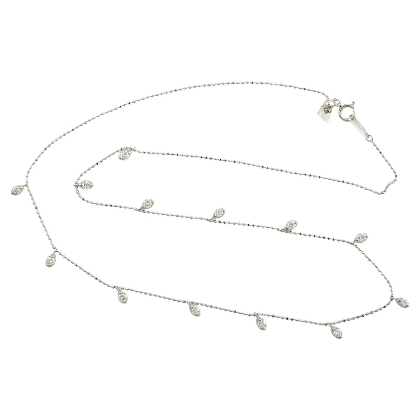 Diamond Station Chain Necklace Made In 18k White Gold
