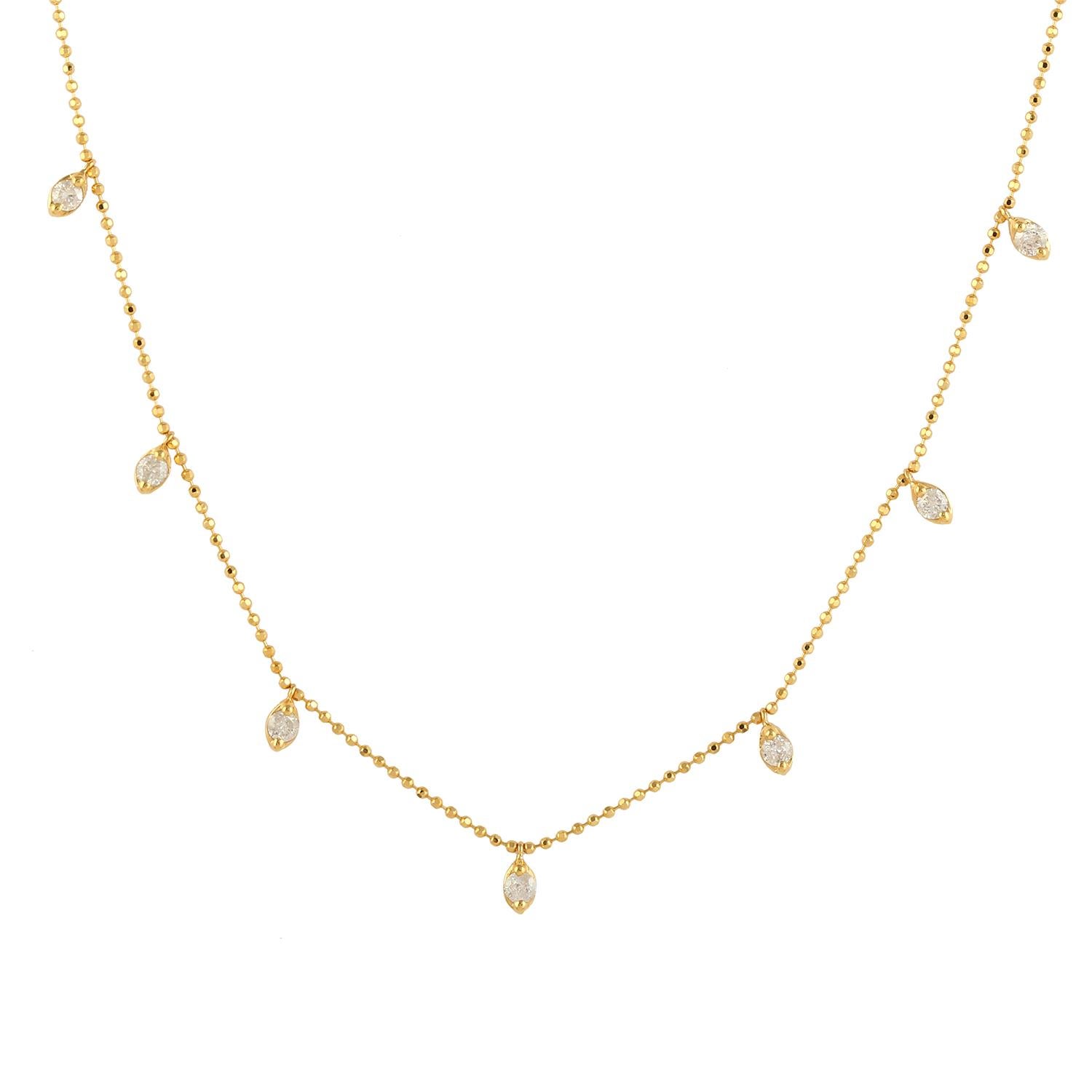 Taglio misto Diamond Sleek Chain Necklace Made In 18k Yellow Gold in vendita