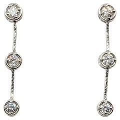 Diamond Station Drop Earrings in 18k White Gold