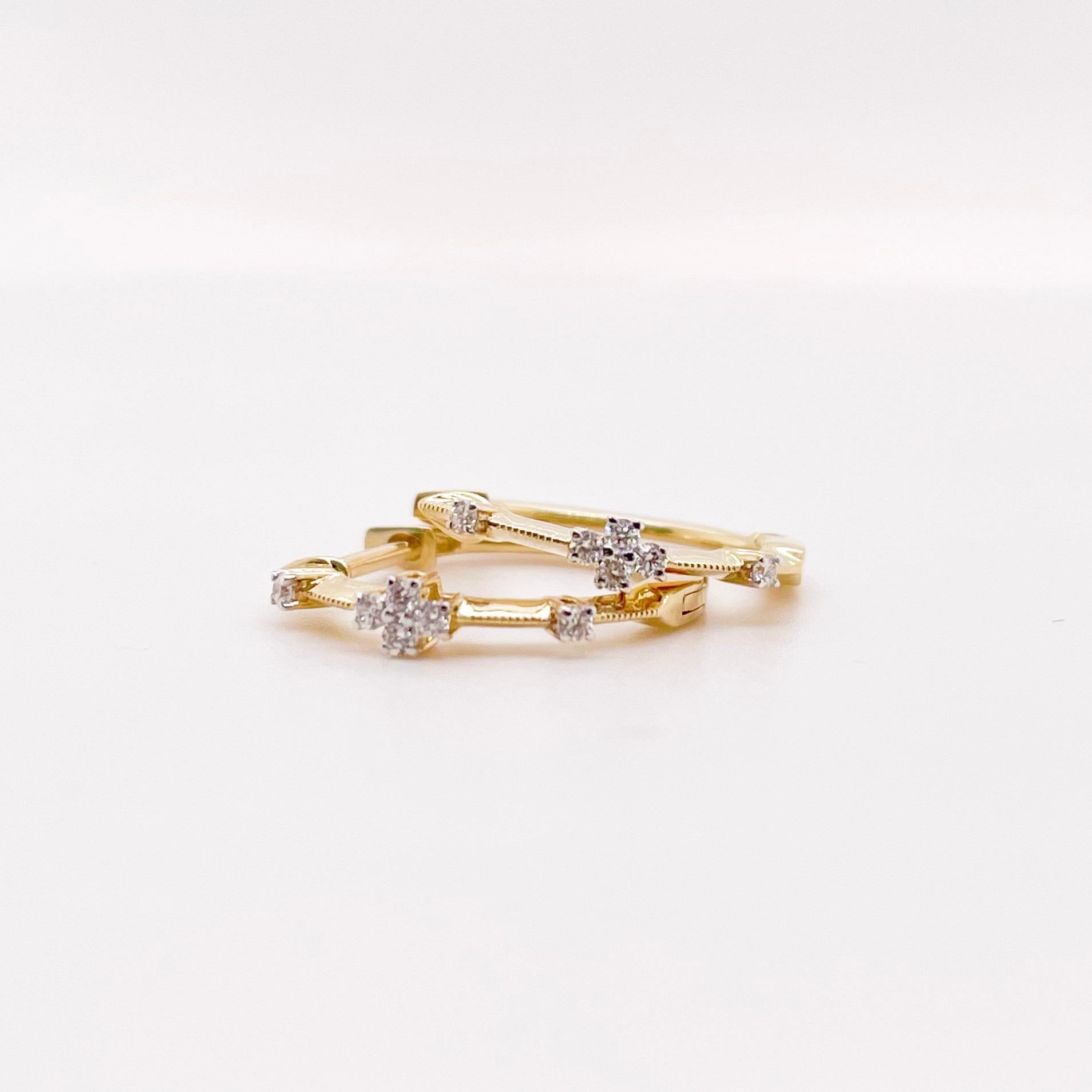 These stunning diamond hoops have unique design that are timeless and will compliment any look it is paired with. You will love these earrings!
The details for these gorgeous earrings are listed below:
1 Set
Metal Quality: 14K Yellow Gold
Earring