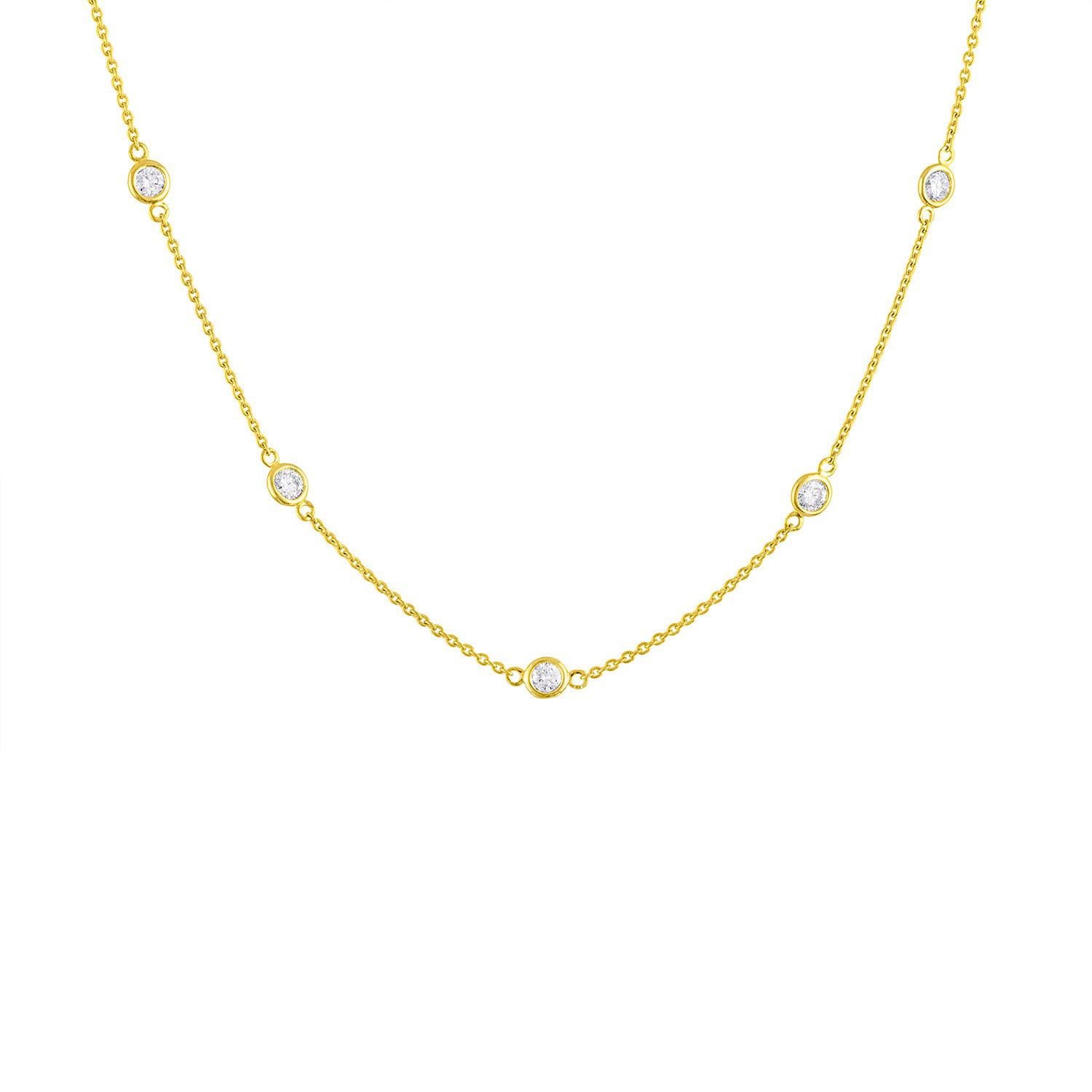 Collier station en or jaune 14 carats et diamants 1,10 carat Excellent état - En vente à Aliso Viejo, CA