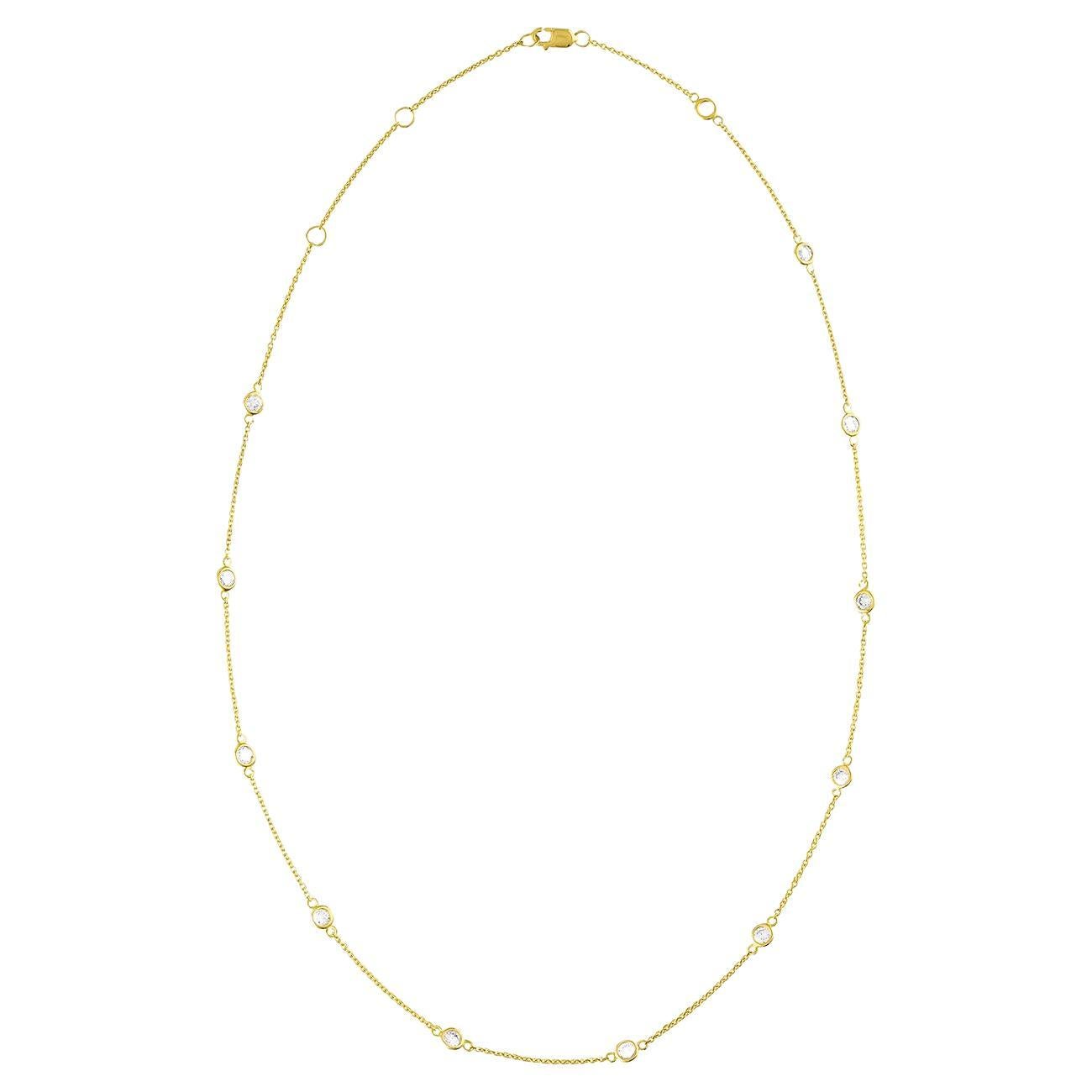 Collier station en or jaune 14 carats et diamants 1,10 carat