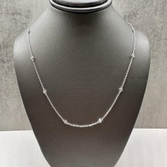 Diamond Station Necklace 14K White Gold 0.32ctw 17.5in New