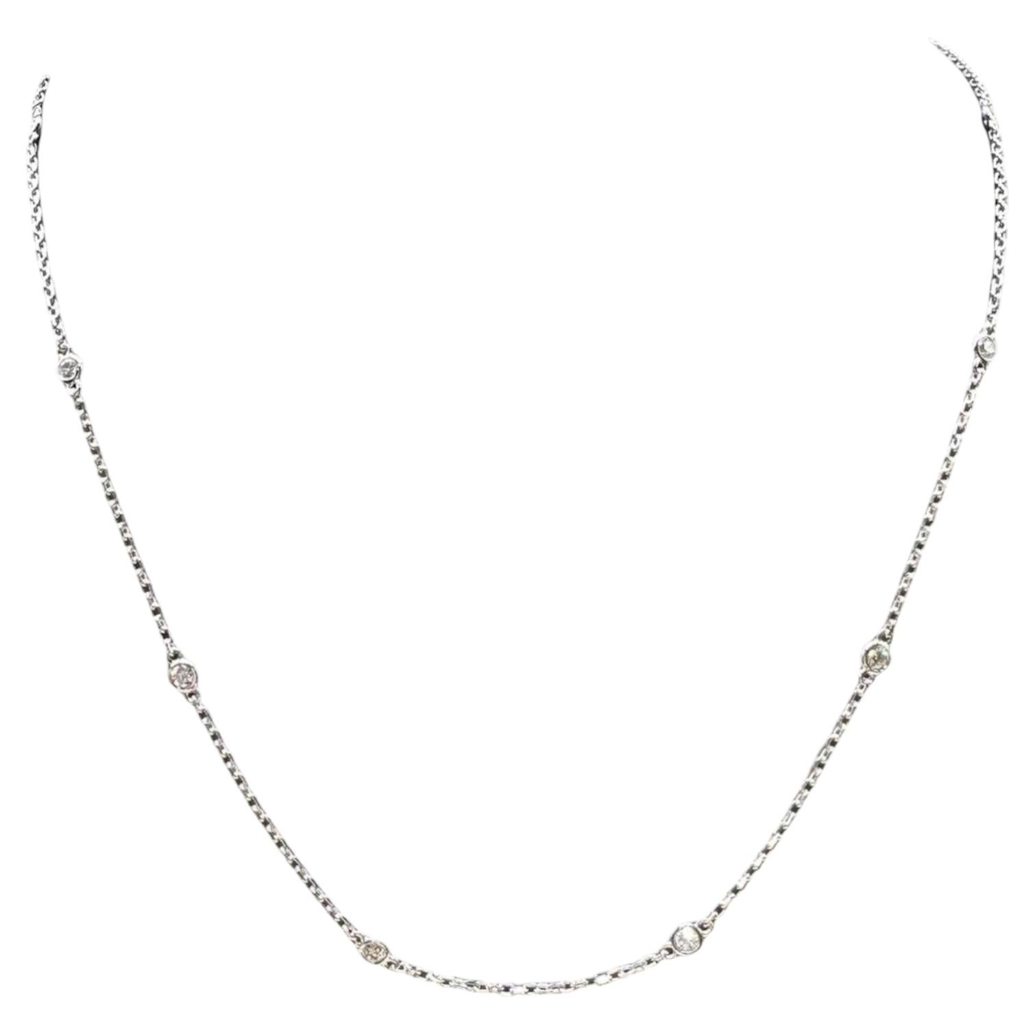 Collar Estación Diamante 14K Oro Blanco 0.32ctw 17.5in Nuevo