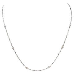 Collar Estación Diamante 14K Oro Blanco 0.32ctw 17.5in Nuevo