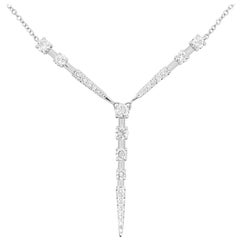 Diamond Station Necklace, 14k White Gold, Y Station Necklace, Fashion, #Neckmess