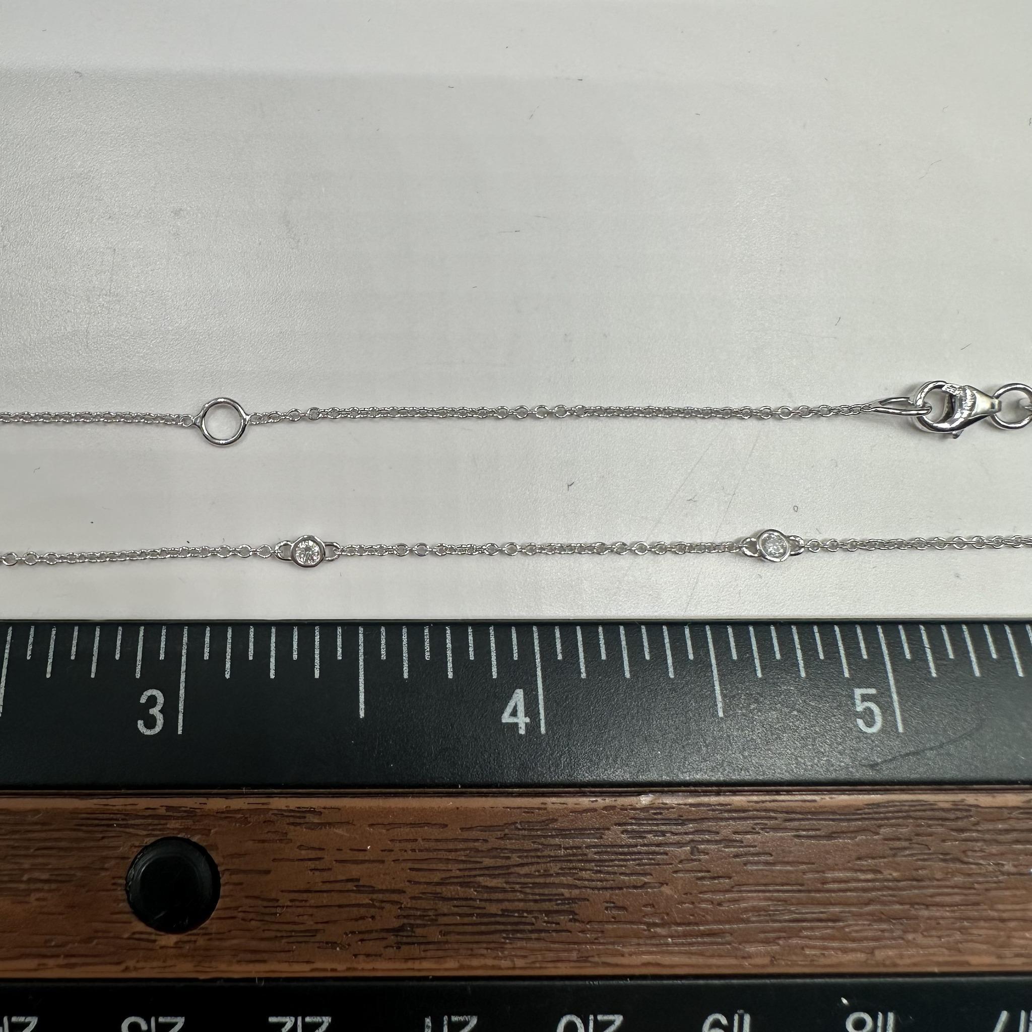 Collier à stations de diamants en or blanc 14kt - 0.25ctw, 10 stations, ajustable Pour femmes en vente