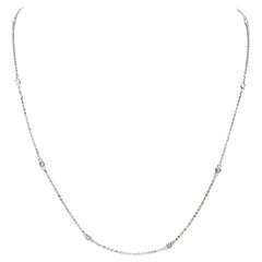 Collier à stations de diamants en or blanc 14kt - 0.25ctw, 10 stations, ajustable