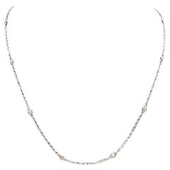 Diamond Station Necklace in 14kt White Gold – 0.32ctw, 17.5in, New
