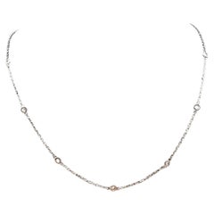 Diamond Station Necklace in 18kt White Gold - 0.21ctw GH SI Diamonds, Adjustable