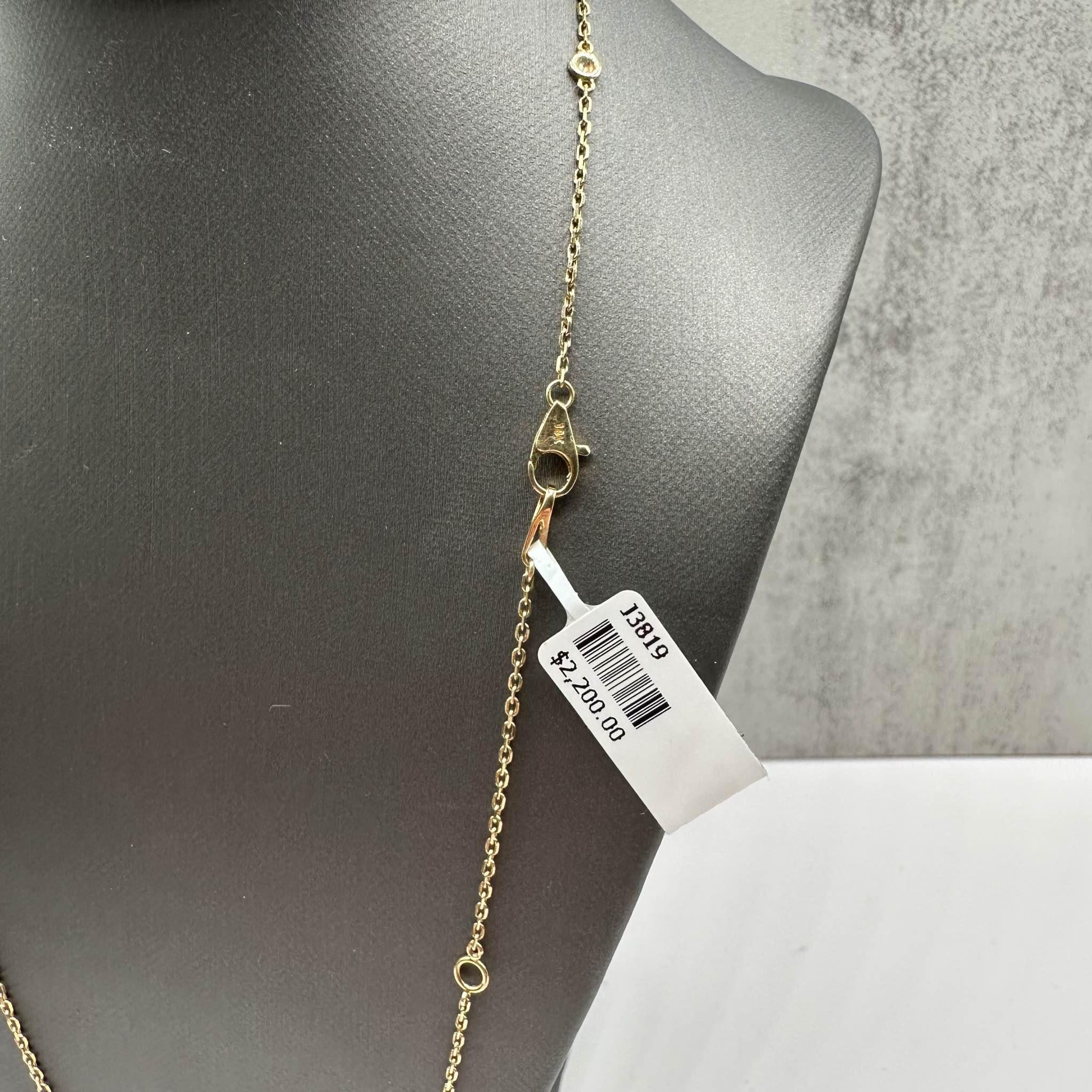 Round Cut Diamond Station Necklace in 18kt Yellow Gold - 0.30ctw GH SI Diamonds, New