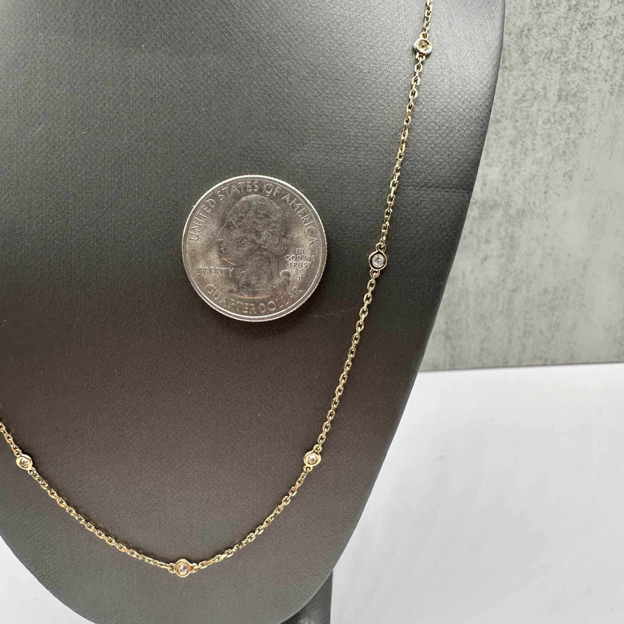 Diamond Station Necklace in 18kt Yellow Gold - 0.30ctw GH SI Diamonds, New In New Condition In West Hempstead, NY