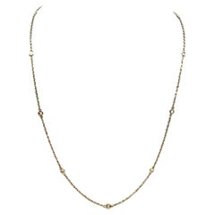 Diamond Station Necklace in 18kt Yellow Gold - 0.30ctw GH SI Diamonds, New