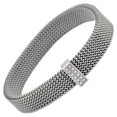 Bracciale in acciaio e oro bianco con diamanti