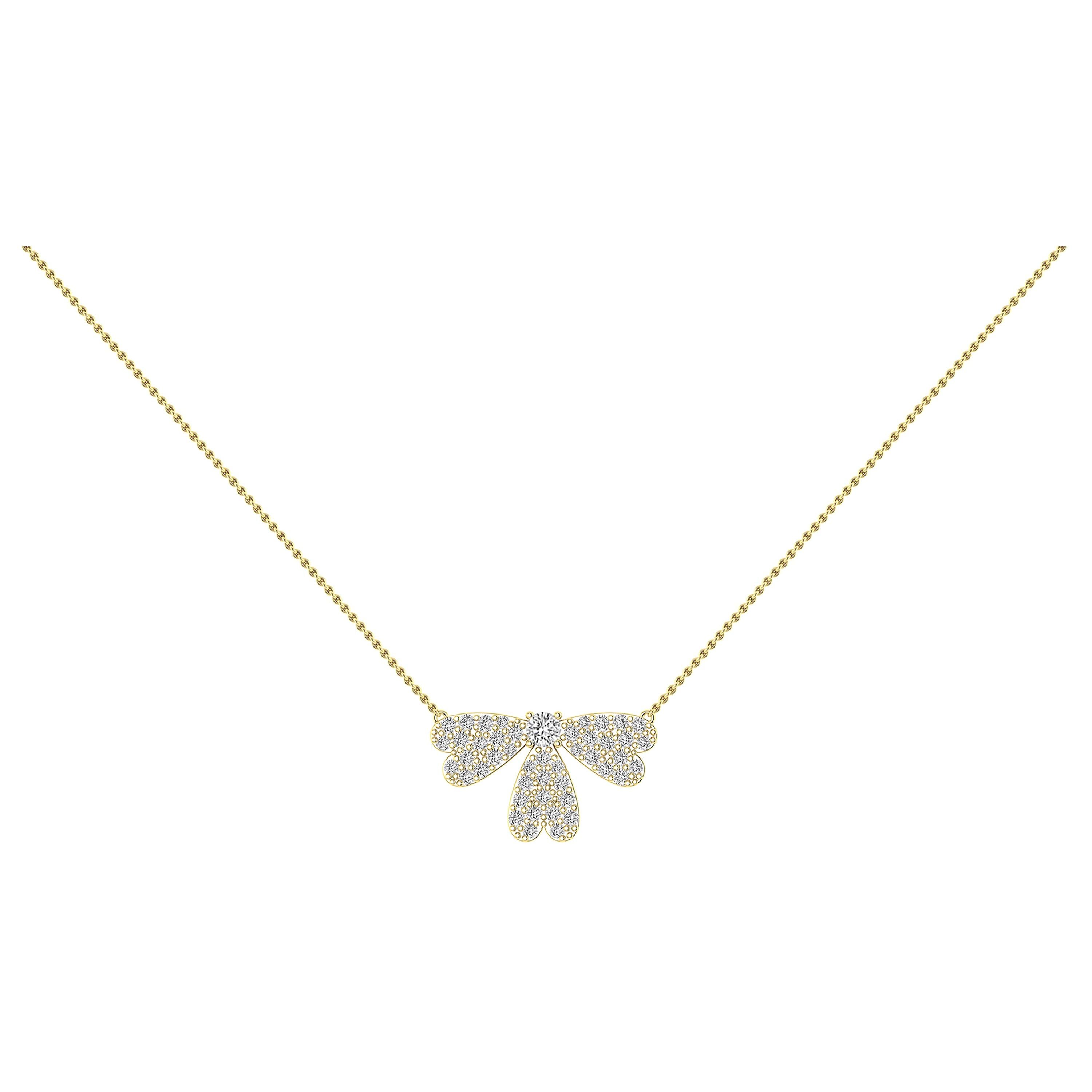 Diamond Still Blooming Necklace in 18 Karat Gold For Sale