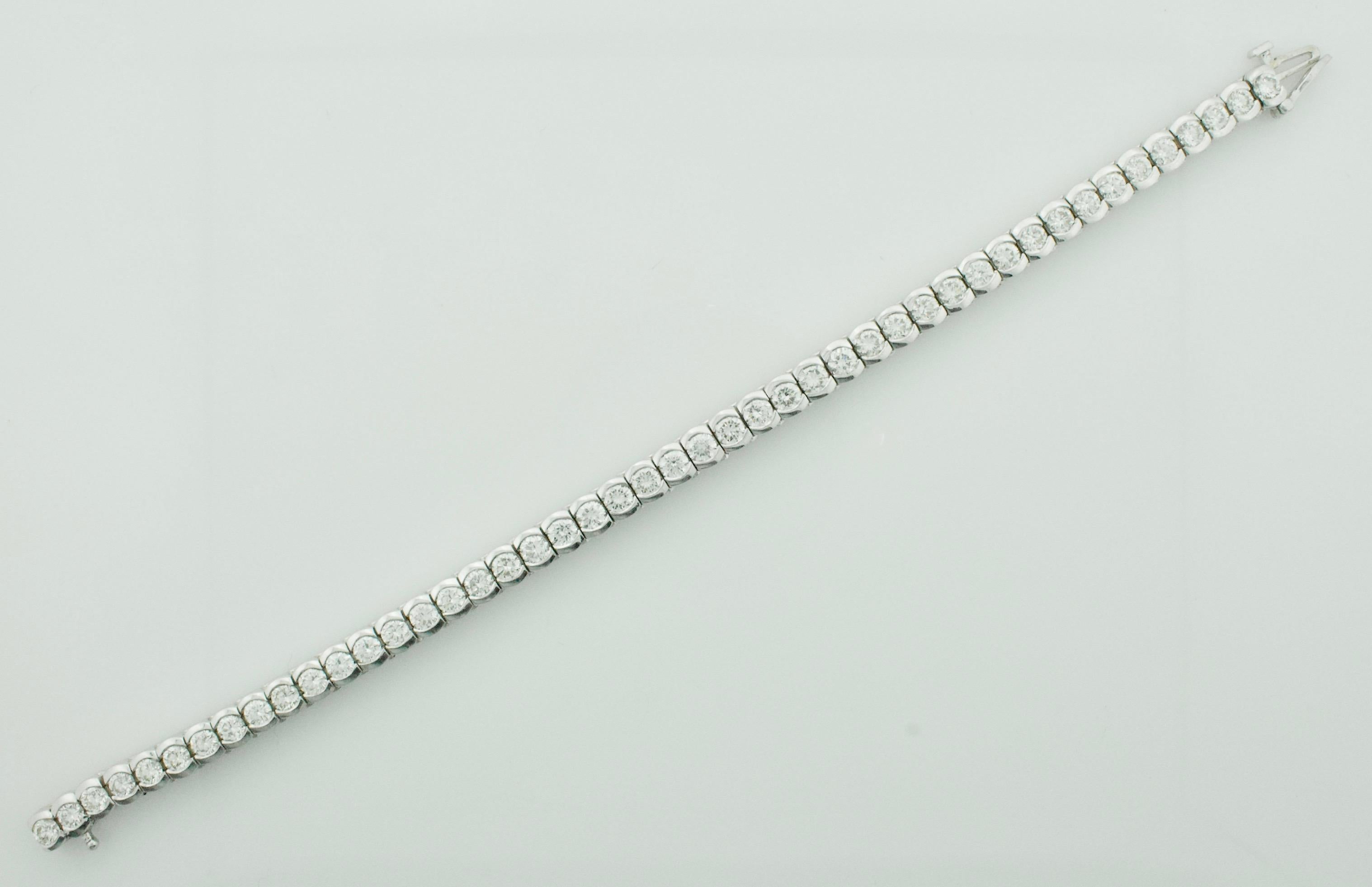 da uomo o donna Bracciale con diamanti a linea retta 7,10 carati in oro bianco in vendita