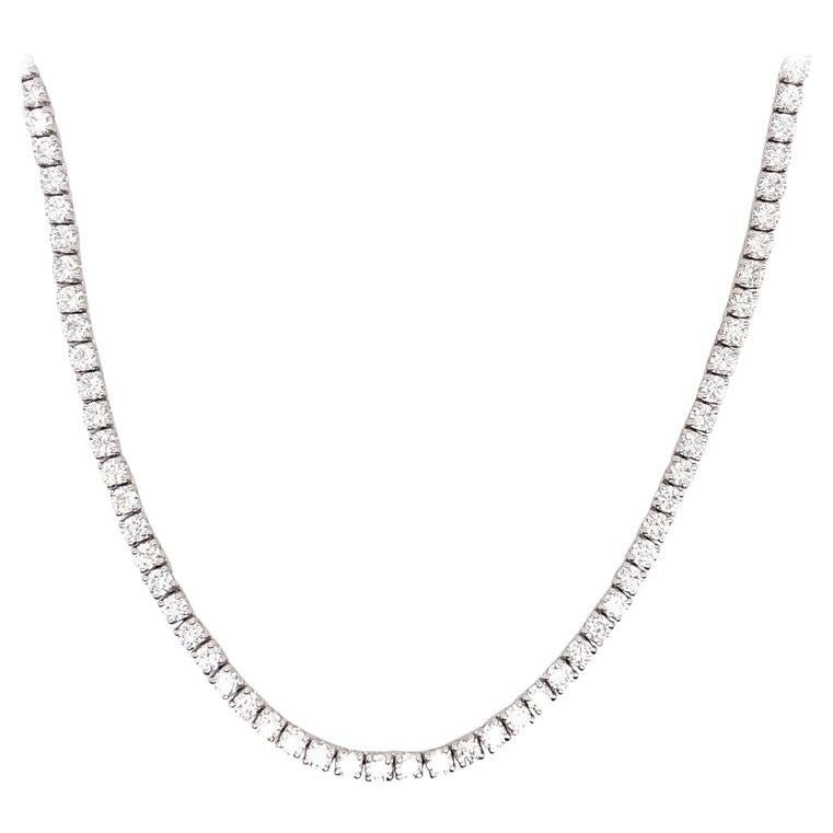 Diamond Straight Line Necklace 9.07 Carats 14k White Gold Average 0.05cts
