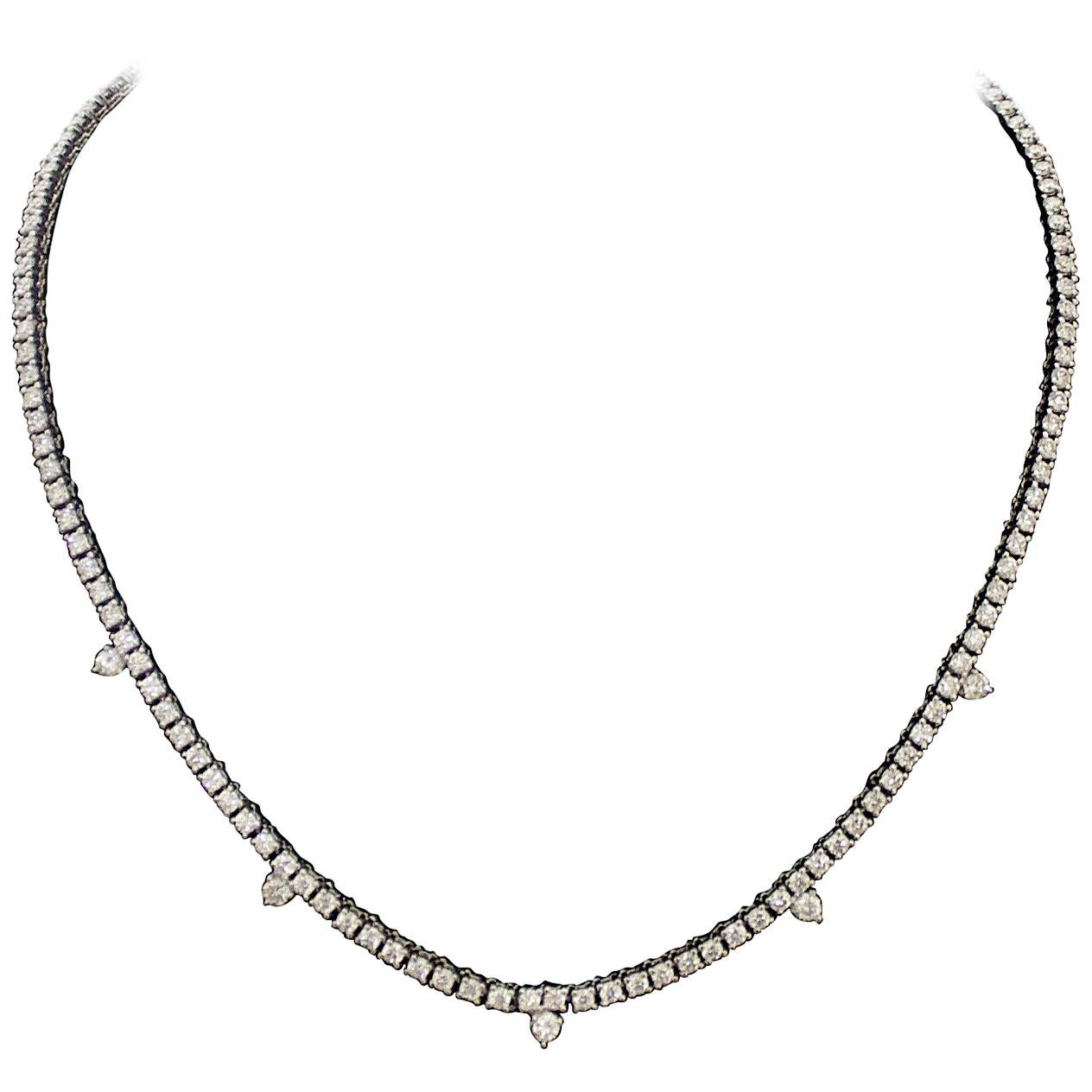 Diamond Straight Line Necklace in 18 Karat 7.61 Carat