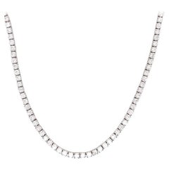 Diamond Straight Line Opera Necklace 15 Carats F-G 14k White Gold