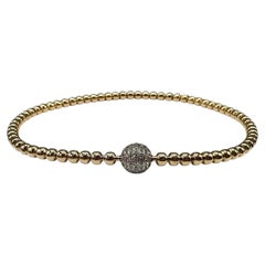 Bracelet à boules extensible avec diamants, or jaune 14 carats, 0,30 ct au total, réglable, neuf