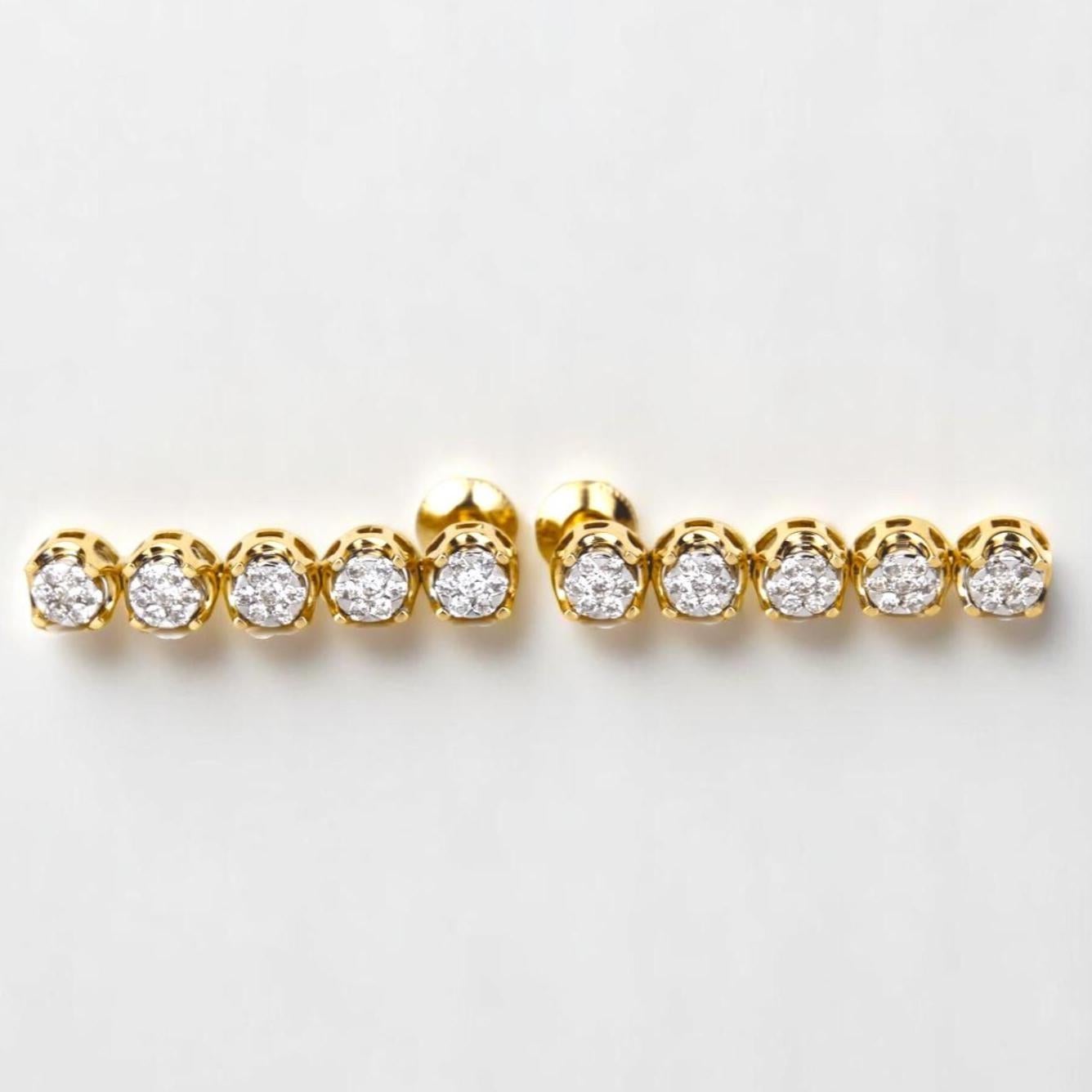 De las mujeres Pendientes de hilo de diamantes con engaste ilusión en oro macizo de 14k (certificado) en venta