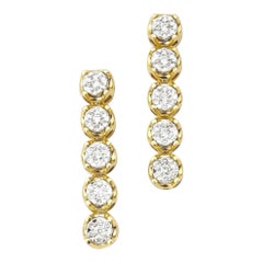 Diamond String Earrings With Illusion Setting in 14k Solid Gold (Certified)