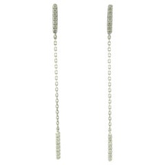 Diamond String Hanging White Gold Drop / Dangle Earrings