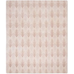 'Diamond Stripe_blush' Hand-Knotted, Contemporay, Geometric Wool and Silk Rug