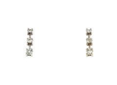 Boucles d'oreilles Diamond Stud 3 Stone Mined .20ct Past Present Future 14K
