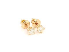 Diamond Stud 4 Prong Earrings .25ct RBC I-J SI Screwback 14K Yellow Gold