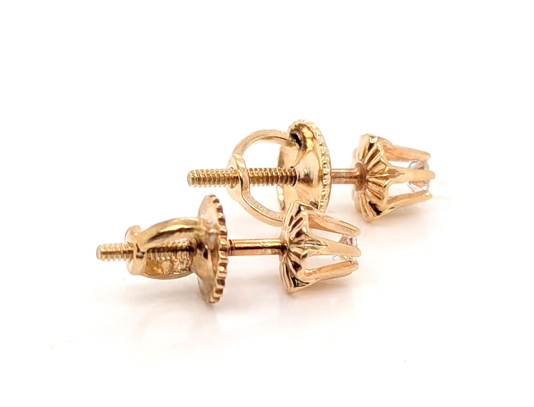 Diamant Ohrstecker Butterblume Ohrringe .15ct Runde Brillant Screwback 14K Gelbgold (Rundschliff) im Angebot