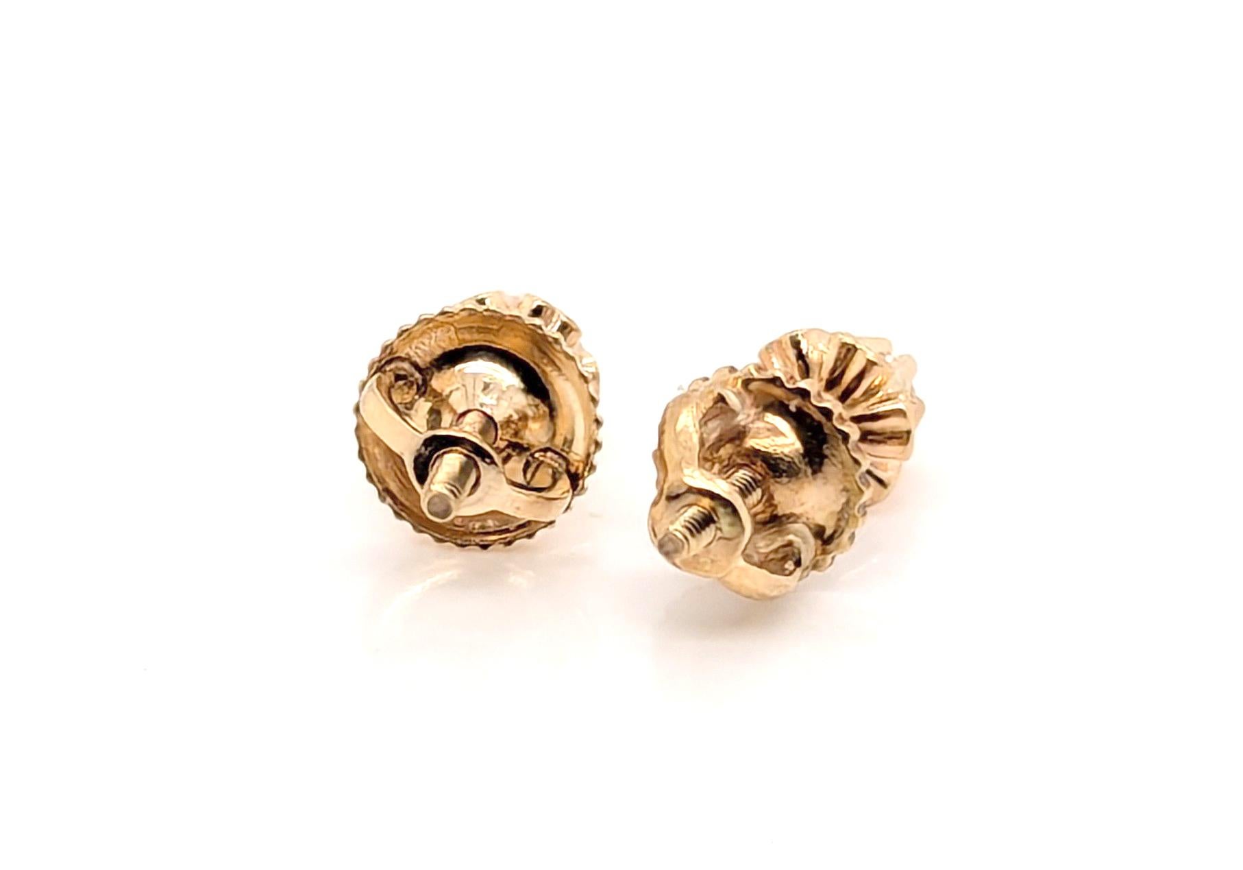 Diamant Ohrstecker Butterblume Ohrringe .15ct Runde Brillant Screwback 14K Gelbgold im Zustand „Hervorragend“ im Angebot in Dearborn, MI