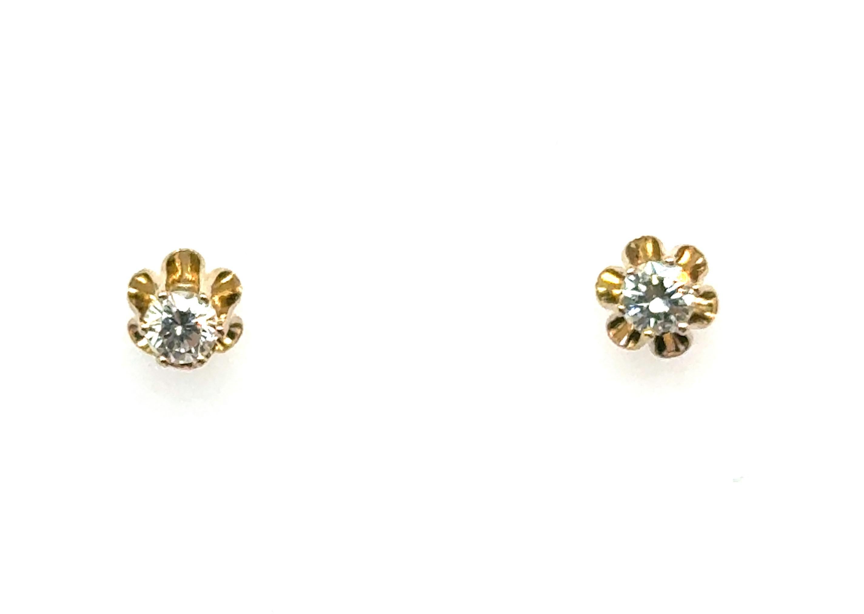 Diamant-Ohrstecker Butterblume .50ct Rund Brillant H VVS 14K Gelbgold (Rundschliff) im Angebot