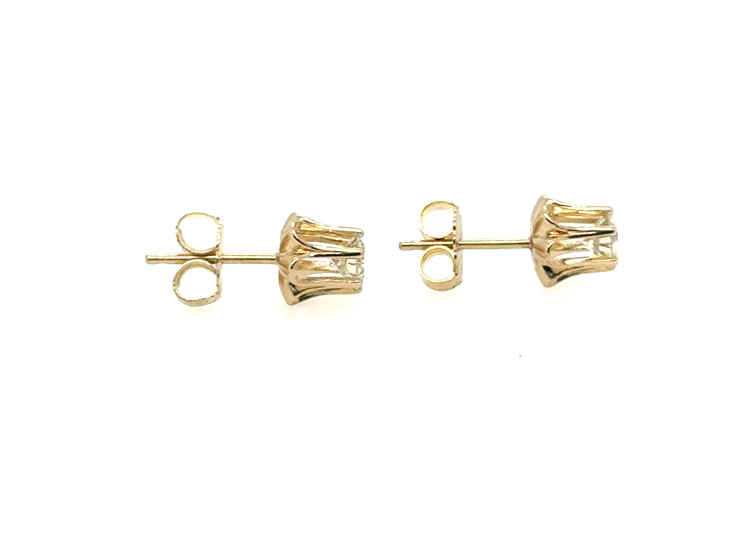 da uomo o donna Orecchini a perno con diamante Buttercup .50ct Round Brilliante H VVS Oro giallo 14K in vendita