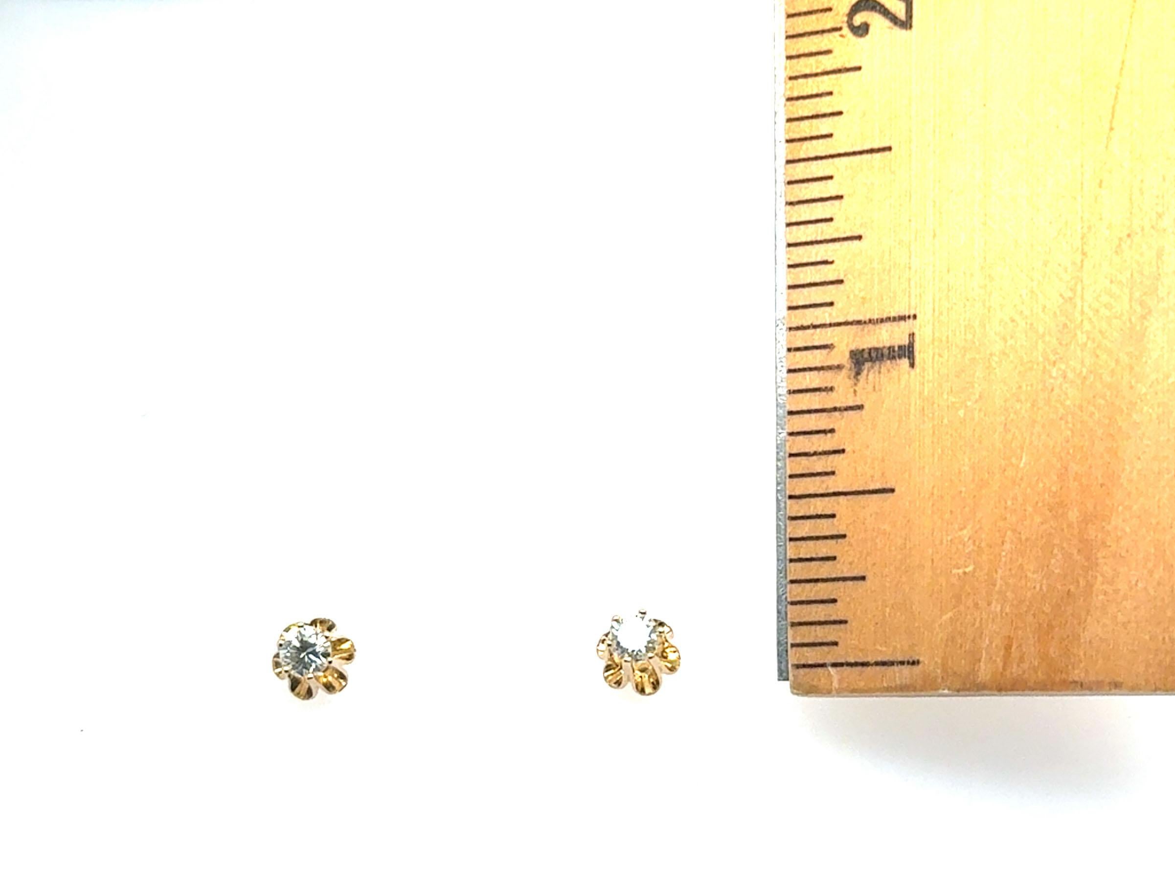 Diamant-Ohrstecker Butterblume .50ct Rund Brillant H VVS 14K Gelbgold im Angebot 2