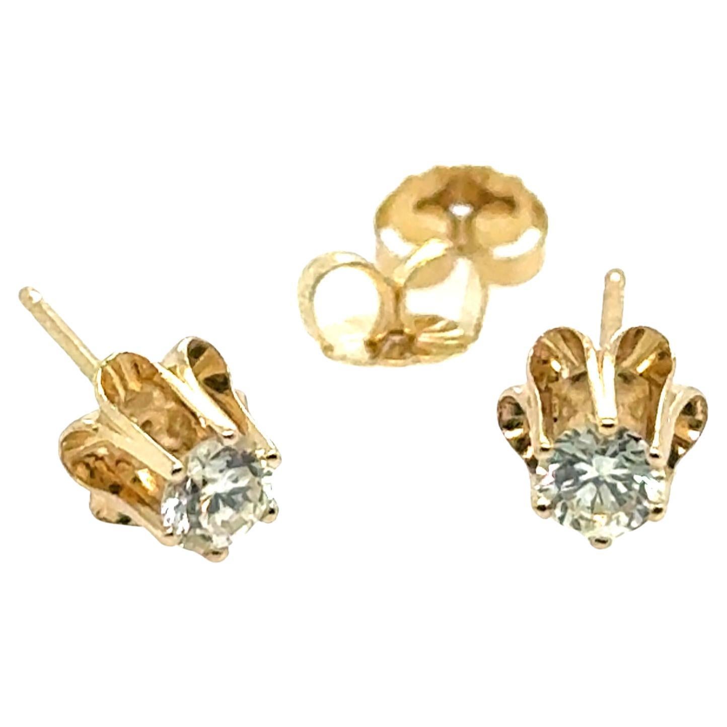Diamant-Ohrstecker Butterblume .50ct Rund Brillant H VVS 14K Gelbgold