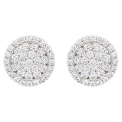 Diamond Stud Cluster Earrings 3.64 Carats 18K White Gold