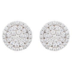 Diamond Stud Cluster Earrings 3.64 Carats 18K White Gold